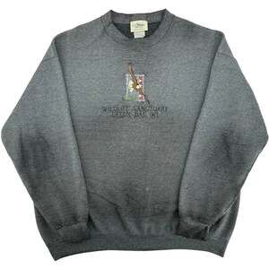 Vintage Mens Grey Artisans Wildlife Sanctuary Green Bay Crewneck Sweatshirt sz L